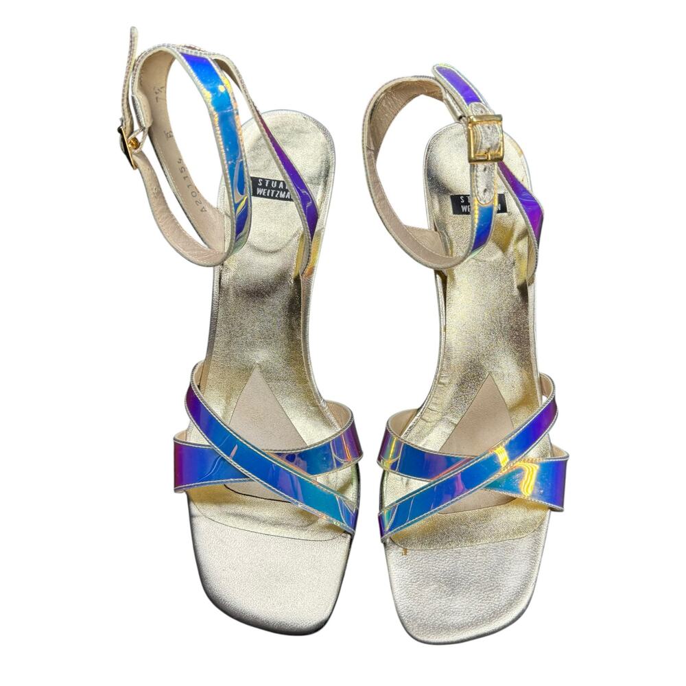 Stuart Weitzman Vintage Monami Mystic Vinyl Iridescent Holographic Heels 7.5 - Picture 6 of 14